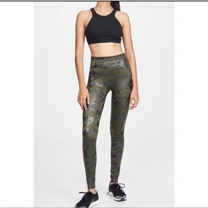 SPANX Matte GreenFaux Leather Camouflage Leggings - Black and Green NWOT